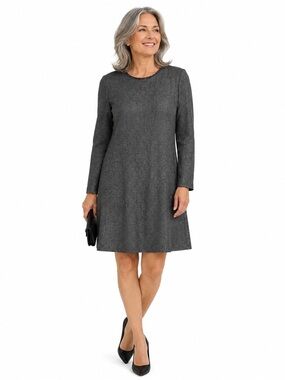 NWT Linda Allard Ellen Tracy Cocktail Dress Silver Metallic Size 6 Beaded Neck